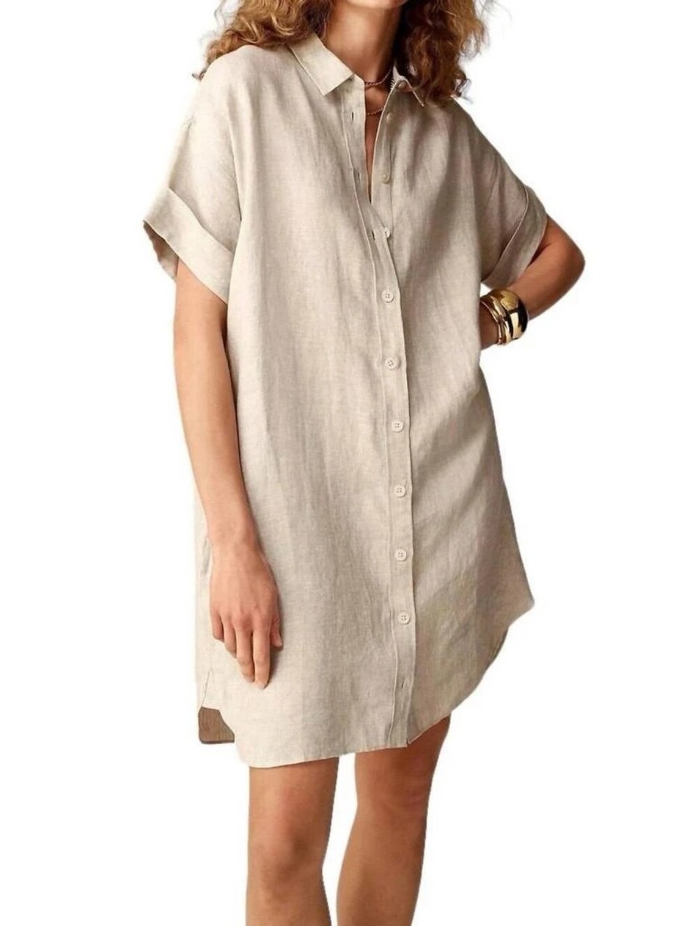 J. Crew Capitaine 100% Linen Button Up Shirt Dress Medium Petite